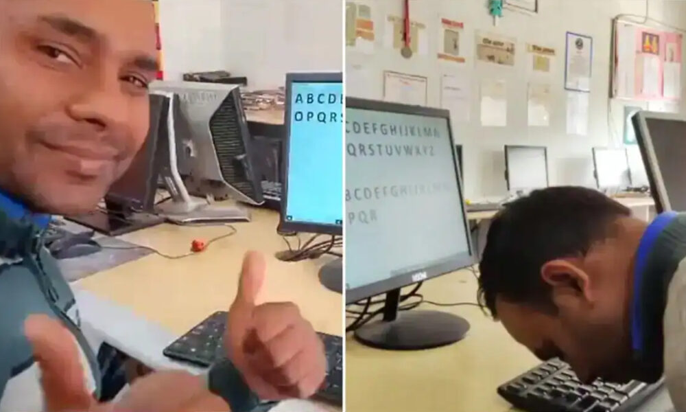 தனது மூக்கை வைத்து டைப்பிங் செய்து கின்னஸ் சாதனை படைத்த இந்தியர்